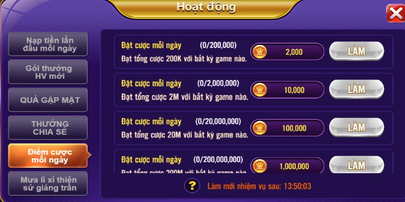 Khuyến mãi 3 Ưu đãi thưởng hàng ngày hấp dẫn tại 68gb là khuyến mãi cực kỳ hấp dẫn